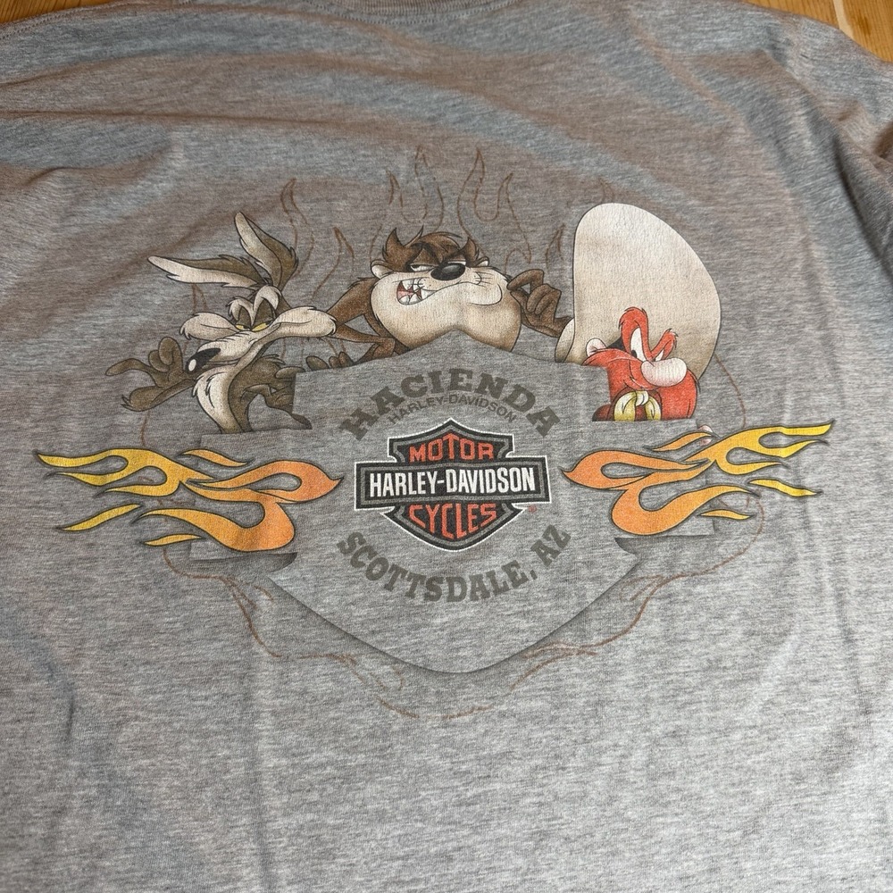 Harley-Davidson Looney Tunes Long Sleeve Shirt 2006 Hacienda AZ Gray XXL Bike